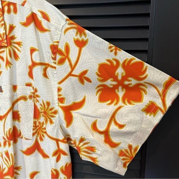 Quicksilver Men’s Tropical Orange and White Print Shirt, 100% Cotton, Size XL - Picture 4 of 10